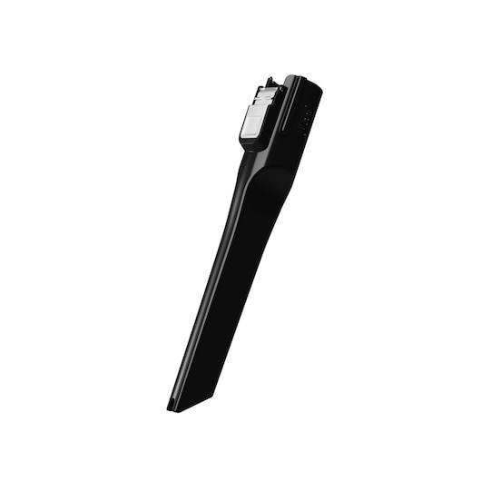 BLACKDECKER BHFEB520D1 black vacuum crevice tool attachment, angled view, white background.