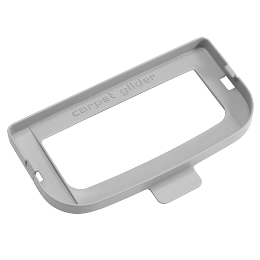 BLACKDECKER BHSM168DSM carpet glider plastic accessory on white background, top angle, labeled 'carpet glider'.