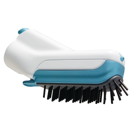 BLACKDECKER BHSM168DSM steam cleaner brush attachment, blue and white, side angle on white background.