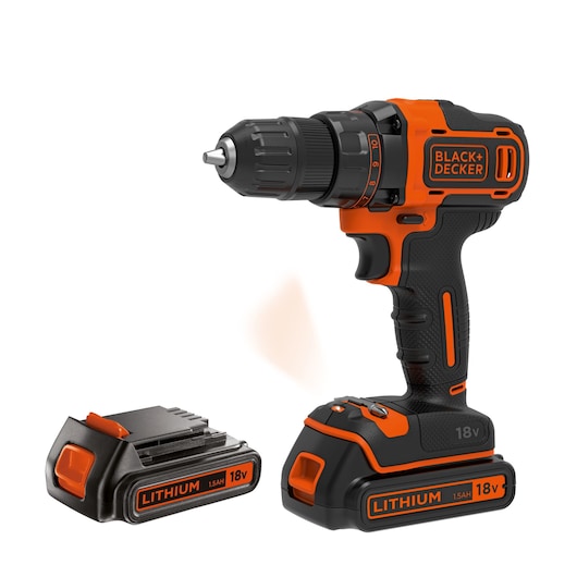 18V Boremaskine 2 gear + 400mA lader + 2 batterier + kuffert