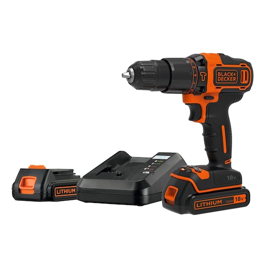 18V 2 gear slagboremaskine + lader + 2 batterier + kuffert