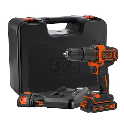 18V 2 gear slagboremaskine + lader + 2 batterier + kuffert