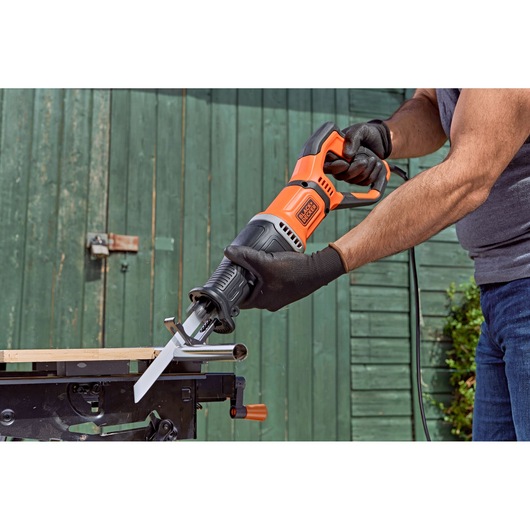 750W Corded Reciprocating Saw with Branch Holder and 2x Blades in Kit Box