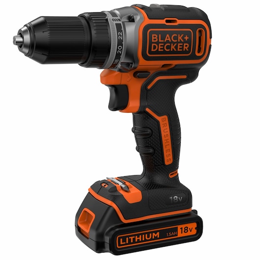 18V Kulløs Lithium-Ion Boremaskine + ekstra batteri og kuffert