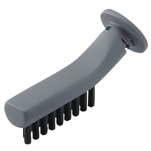 BLACKDECKER FSMH1321 gray brush attachment with black bristles, product side angle, cleaning accessory.