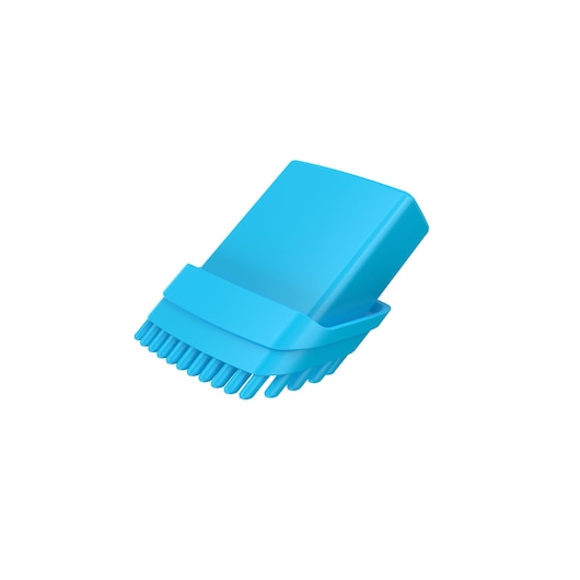 BLACK+DECKER NVD220BP blue plastic bristle tool attachment, angled view on white background.